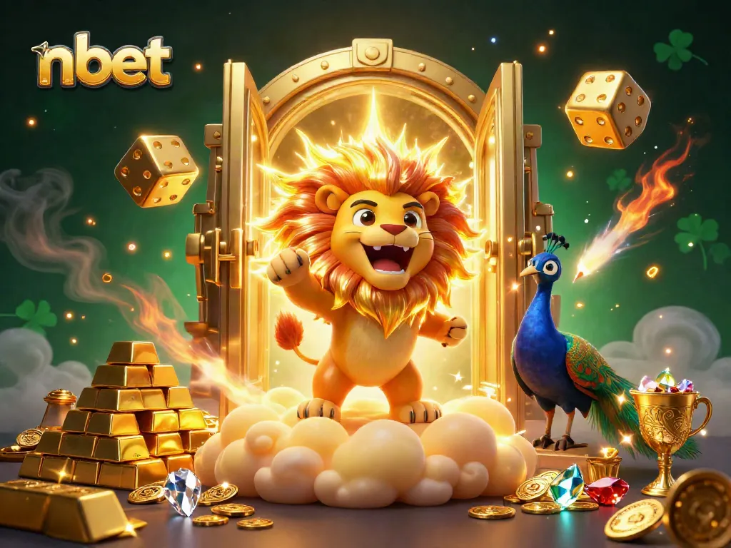 Experience the thrill of nbet with a golden lion and dazzling casino elements.