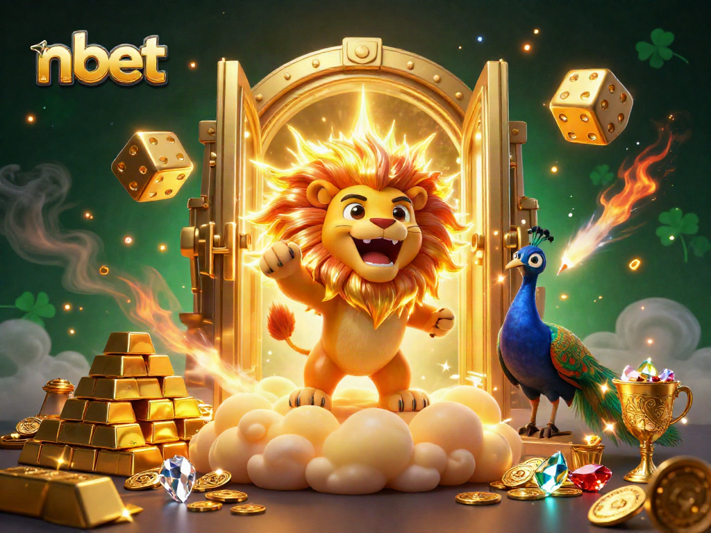 Experience the thrill of nbet with a golden lion and dazzling casino elements.