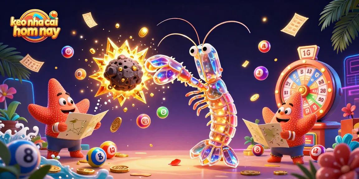 Engage in exciting bets with keo nha cai hom nay featuring a cartoon mantis shrimp in a cosmic casino.
