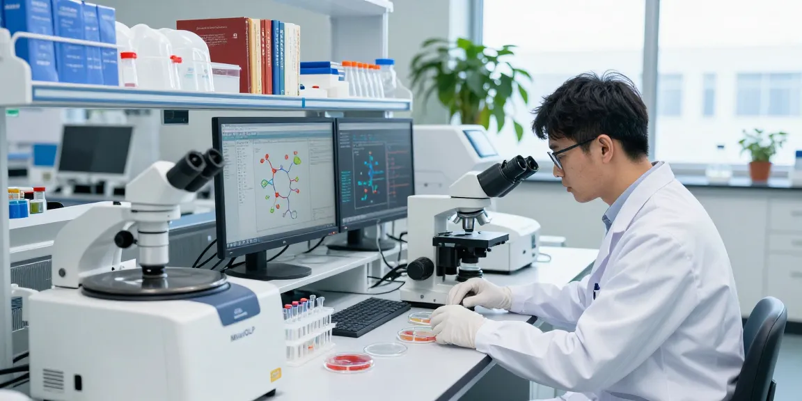 Research scientist examining samples in a MiraviGLP biotechnology lab.
