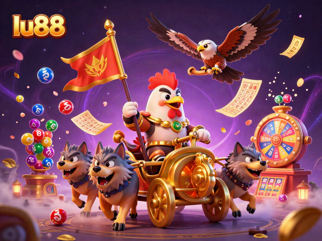 Experience thrilling chances at lu88 with a vibrant 3D illustration showcasing dynamic games and excitement.